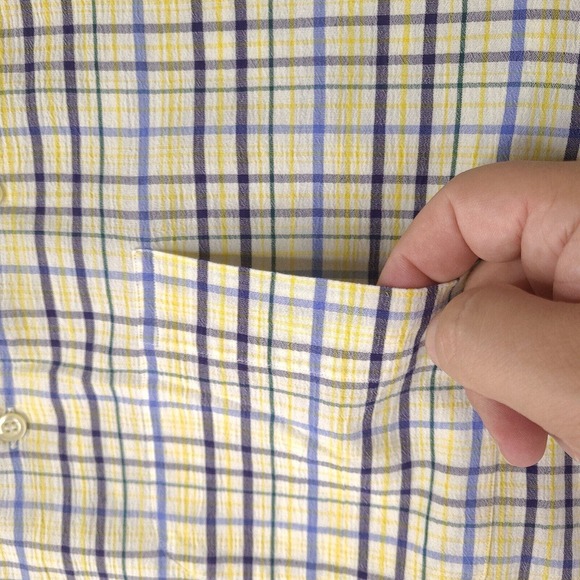 Andre Ghekiere Shirt Mens XL Plaid Button Down Made In France Cotton Long Sleeve - Picture 3 of 15